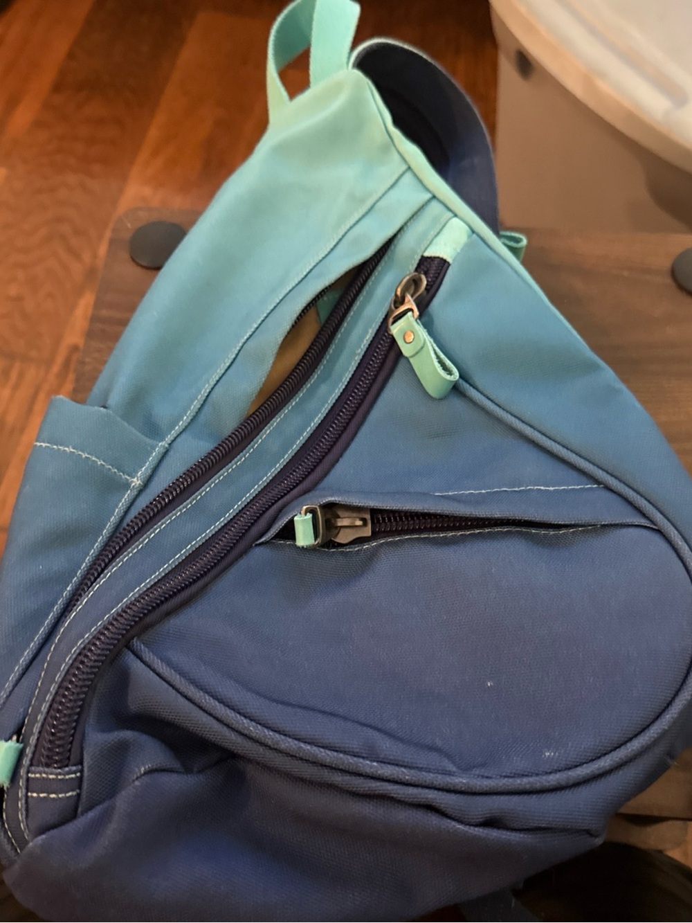 KL928 Canvas Sling Bag-Small Crossbody Backpack  Casual Daypack Blue gray Green